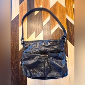 Stone Mountain black leather purse • boho • trendy • shoulder bag